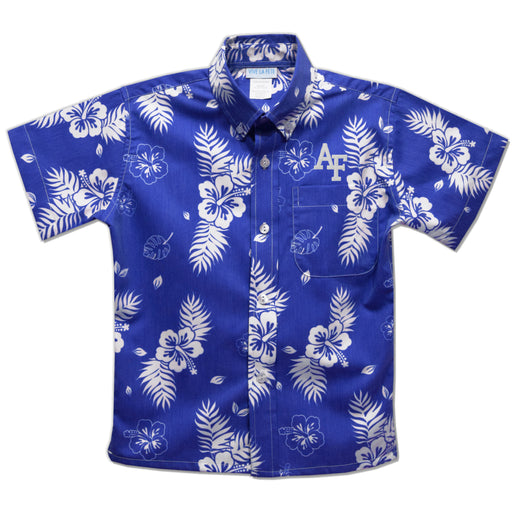 US Airforce Falcons Royal Hawaiian Short Sleeve Button Down Shirt