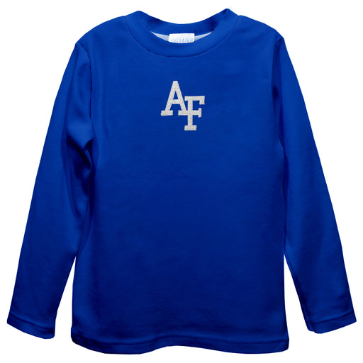 US Airforce Falcons Embroidered Royal knit Long Sleeve Boys Tee Shirt
