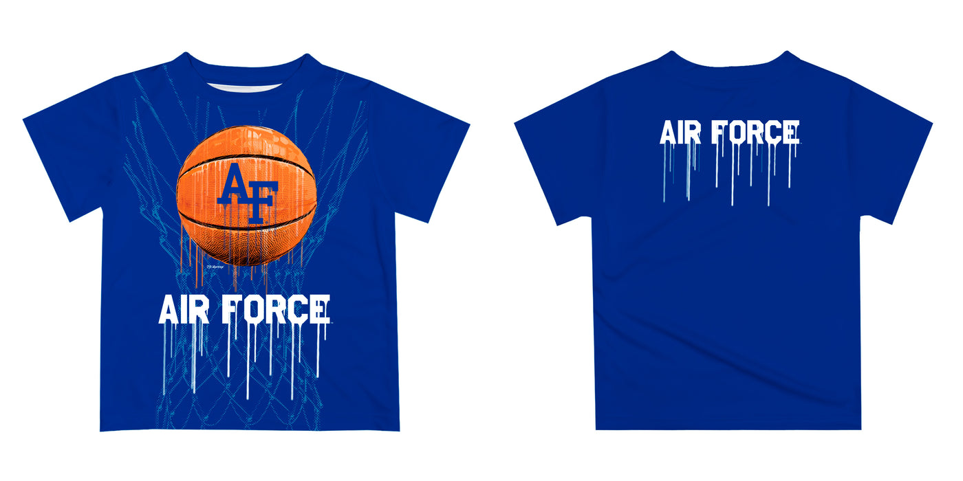 US Airforce Falcons Original Dripping Basketball Blue T-Shirt by Vive La Fete - Vive La Fête - Online Apparel Store