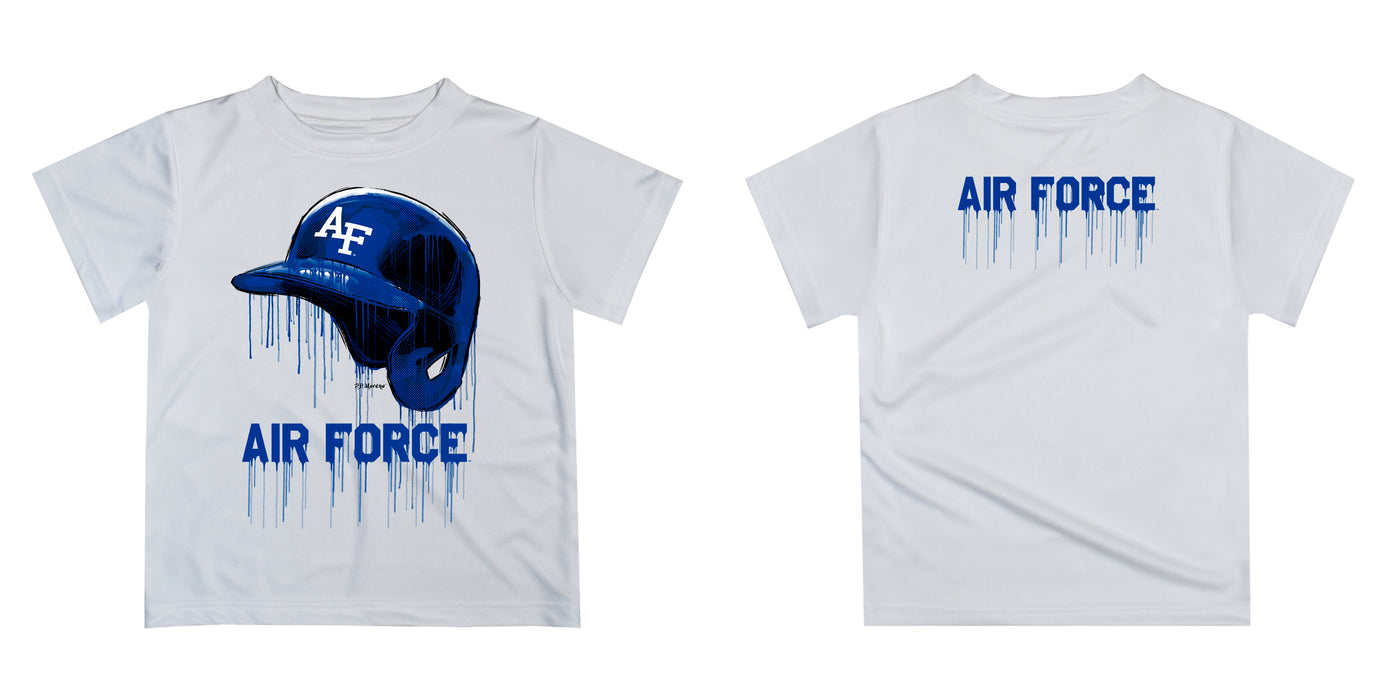 US Airforce Falcons Original Dripping Football Helmet Blue T-Shirt by Vive La Fete - Vive La Fête - Online Apparel Store