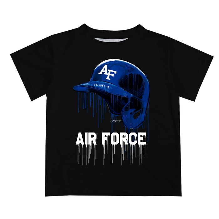 US Airforce Falcons Original Dripping Football Helmet Black T-Shirt by Vive La Fete