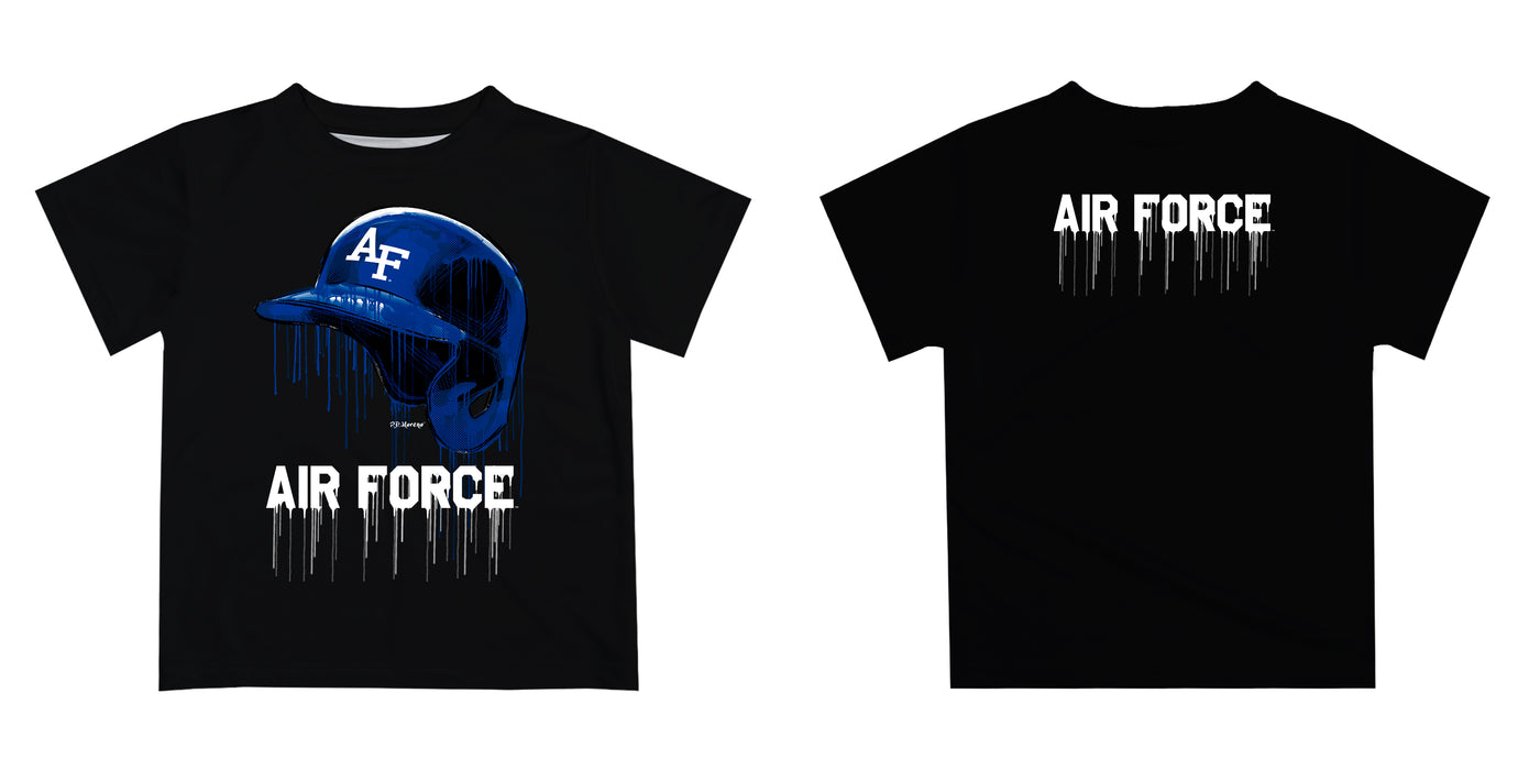 US Airforce Falcons Original Dripping Football Helmet Blue T-Shirt by Vive La Fete - Vive La Fête - Online Apparel Store