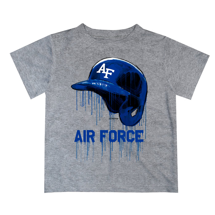 US Airforce Falcons Original Dripping Football Helmet Gray T-Shirt by Vive La Fete