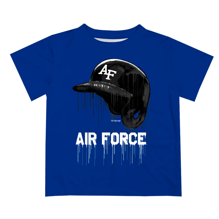 US Airforce Falcons Original Dripping Football Helmet Blue T-Shirt by Vive La Fete