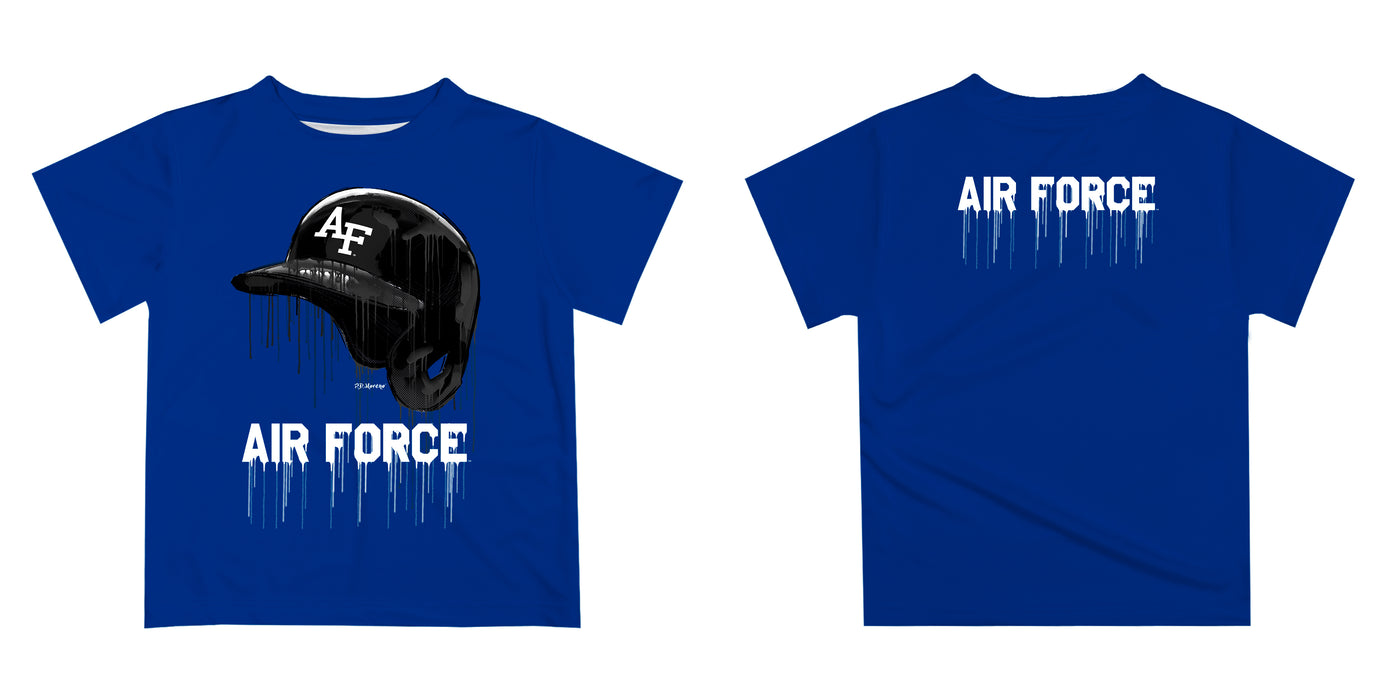 US Airforce Falcons Original Dripping Football Helmet Blue T-Shirt by Vive La Fete - Vive La Fête - Online Apparel Store