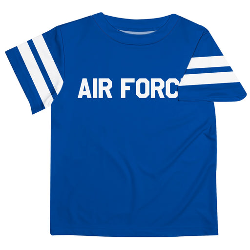 US Airforce Falcons Vive La Fete Boys Game Day Blue Short Sleeve Tee with Stripes on Sleeves