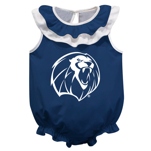 University of Arkansas at Fort Smith Lions Navy Sleeveless Ruffle Onesie Logo Bodysuit by Vive La Fete