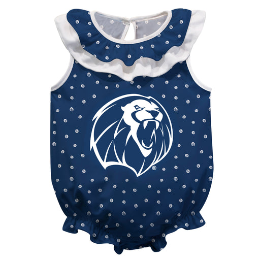 Arkansas Fort Smith UAFS Lions Swirls Navy Sleeveless Ruffle Onesie Logo Bodysuit