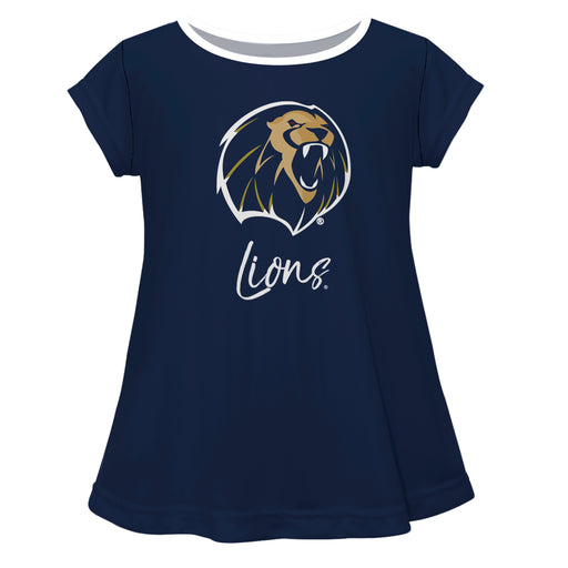 Arkansas Fort Smith UAFS Lions Vive La Fete Girls Game Day Short Sleeve Navy Top with School Logo and Name - Vive La Fête - Online Apparel Store