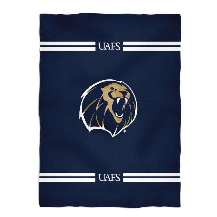 Arkansas Fort Smith UAFS Lions Vive La Fete Game Day Soft Premium Fleece Navy Throw Blanket 40" x 58” Logo and Stripes - Vive La Fête - Online Apparel Store