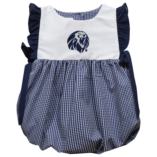 University of Arkansas at Fort Smith Lions Embroidered Navy Gingham Short Sleeve Girls Bubble