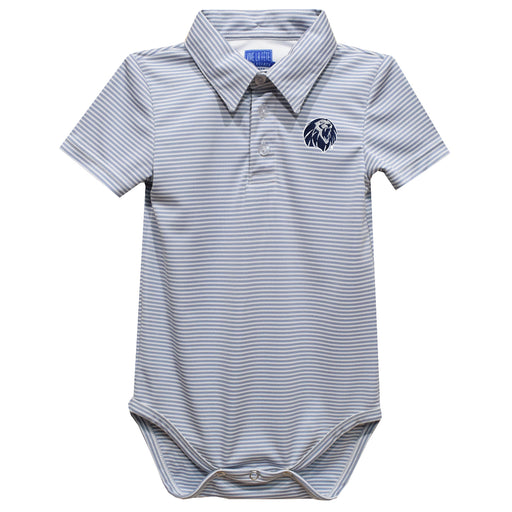 University of Arkansas at Fort Smith Lions Embroidered Gray Stripe Knit Polo Onesie