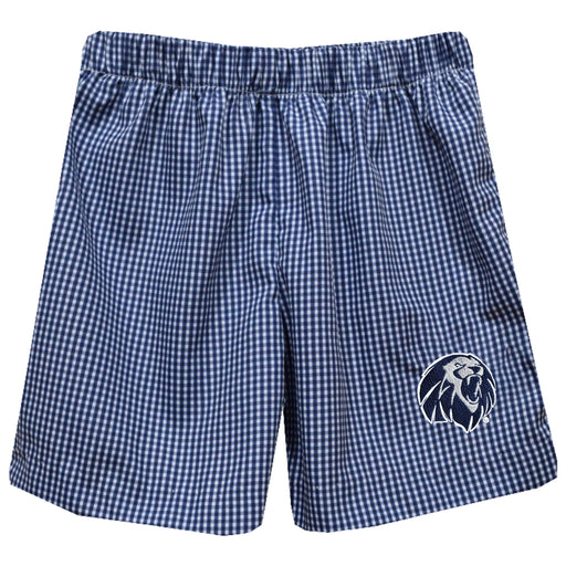 University of Arkansas at Fort Smith Lions Embroidered Navy Gingham Pull On Short