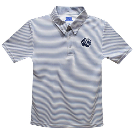 University of Arkansas at Fort Smith Lions Embroidered Gray Stripes Short Sleeve Polo Box Shirt