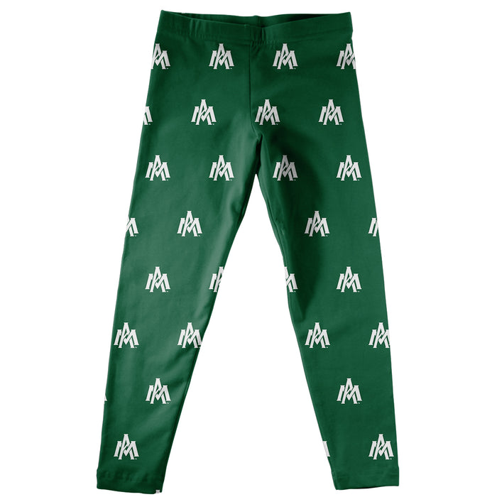 University of Arkansas Monticello Ball Weevils Girls All Over Logo Elastic Waist Classic Play Green Leggings Tights - Vive La Fête - Online Apparel Store