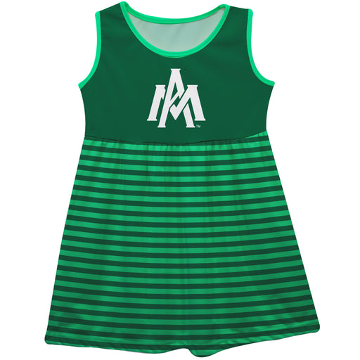 University of Arkansas Monticello Ball Weevils Girls Game Day Sleeveless Tank Dress Solid Green Logo Stripes on Skirt - Vive La Fête - Online Apparel Store