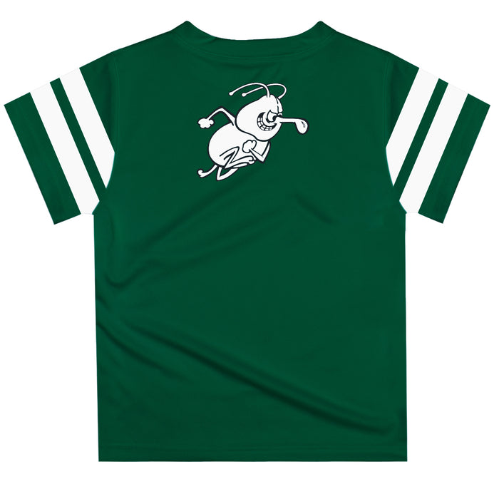 University of Arkansas Monticello Ball Weevils Vive La Fete Boys Game Day Green Short Sleeve Tee with Stripes on Sleeves - Vive La Fête - Online Apparel Store