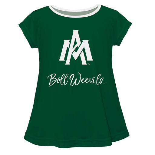 University of Arkansas Monticello Ball Weevils Girls Game Day Short Sleeve Green Top with School Logo and Name - Vive La Fête - Online Apparel Store