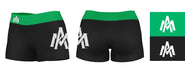 University of Arkansas Monticello UAM Logo on Thigh & Waistband Black & Green Women Booty Workout Shorts 3.75 Inseam" - Vive La Fête - Online Apparel Store