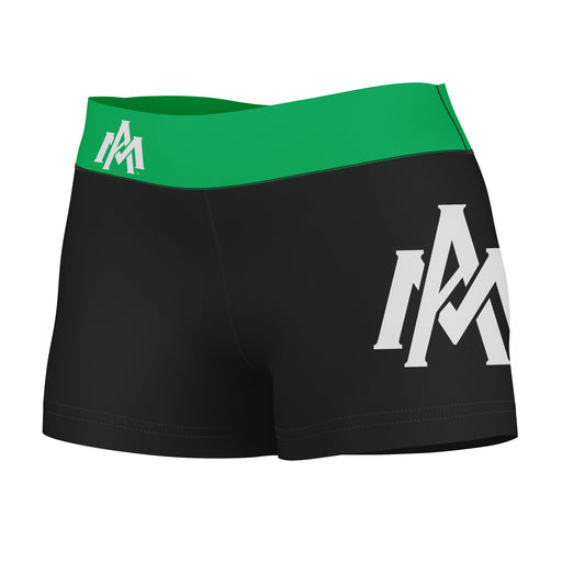 University of Arkansas Monticello UAM Logo on Thigh & Waistband Black & Green Women Booty Workout Shorts 3.75 Inseam"
