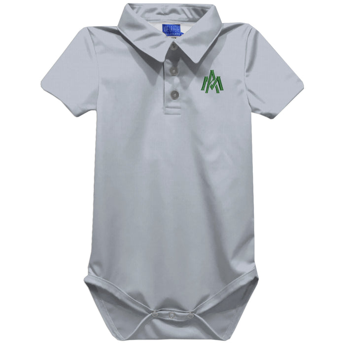 University of Arkansas Monticello UAM Boll Weevils Embroidered Gray Solid Knit Polo Onesie