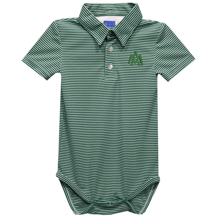 University of Arkansas Monticello Embroidered Hunter Green Stripe Knit Polo Onesie
