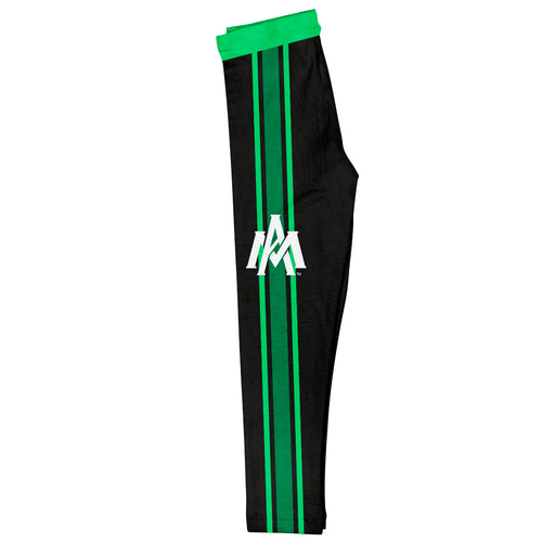 University of Arkansas Monticello UAM Boll Weevils Vive La Fete Girls Game Day Black with Green Stripes Leggings Tights