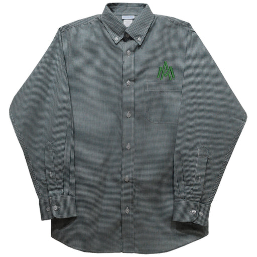 University of Arkansas Monticello Boll Weevils Embroidered Hunter Green Gingham Long Sleeve Button Down Shirt