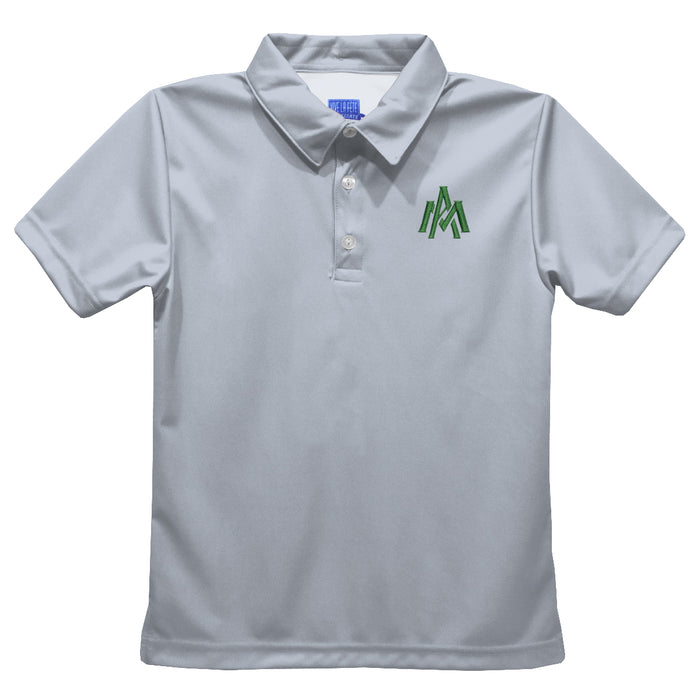 University of Arkansas Monticello UAM Boll Weevils Embroidered Gray Short Sleeve Polo Box Shirt