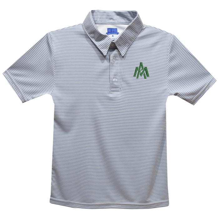University of Arkansas Monticello UAM Boll Weevils Embroidered Gray Stripes Short Sleeve Polo Box Shirt