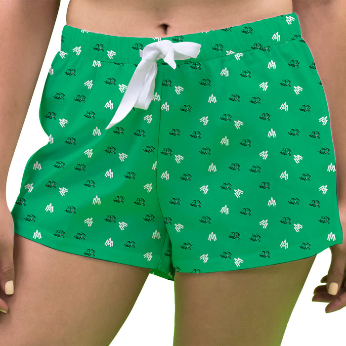 University of Arkansas Monticello Boll Weevils Vive La Fete Game Day All Over Logo Women Green Lounge Shorts