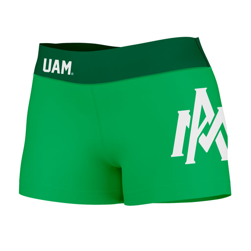 UAM Boll Weevils Vive La Fete Logo on Thigh & Waistband Green Women Yoga Booty Workout Shorts 3.75 Inseam"