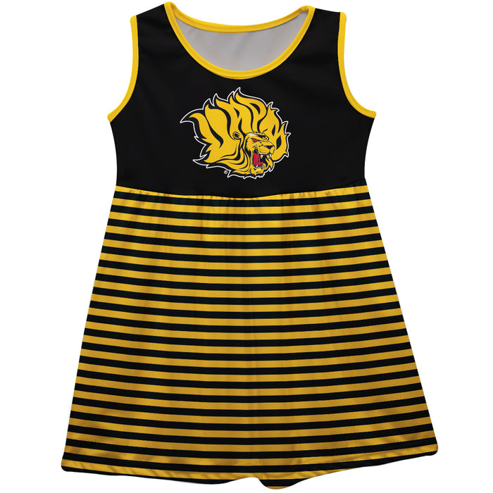 UAPB  Goden Lions Vive La Fete Girls Game Day Sleeveless Tank Dress Solid Black Logo Stripes on Skirt - Vive La Fête - Online Apparel Store