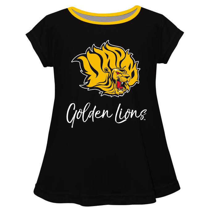 UAPB  Goden Lions Vive La Fete Girls Game Day Short Sleeve Black Top with School Mascot and Name - Vive La Fête - Online Apparel Store