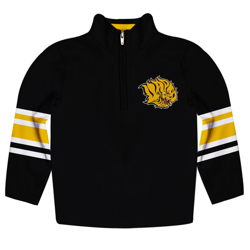 UAPB  Goden Lions Vive La Fete Game Day Black Quarter Zip Pullover Stripes on Sleeves - Vive La Fête - Online Apparel Store