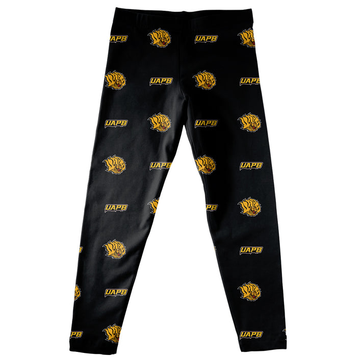 UAPB  Goden Lions Vive La Fete Girls Game Day All Over Logo Elastic Waist Classic Play Black Leggings Tights - Vive La Fête - Online Apparel Store
