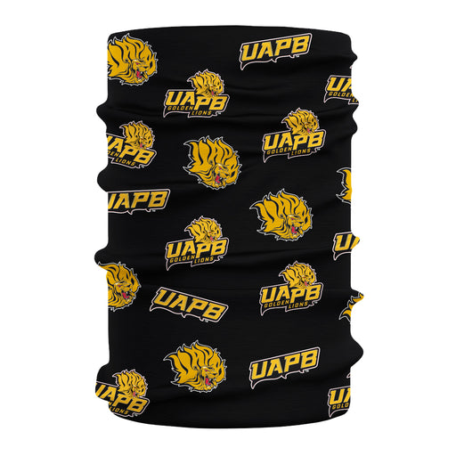 UAPB University of Arkansas Pine Bluff Goden Lions Vive La Fete All Over Logo Collegiate Soft 4 Way Stretch Neck Gaiter - Vive La Fête - Online Apparel Store