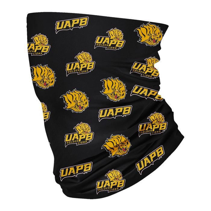 UAPB University of Arkansas Pine Bluff Goden Lions Vive La Fete All Over Logo Collegiate Soft 4 Way Stretch Neck Gaiter - Vive La Fête - Online Apparel Store