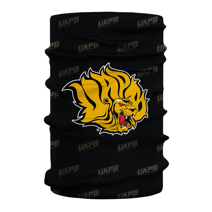 UAPB University of Arkansas Pine Bluff Goden Lions Vive La Fete All Over Logo Collegiate Soft 4 Way Stretch Neck Gaiter - Vive La Fête - Online Apparel Store