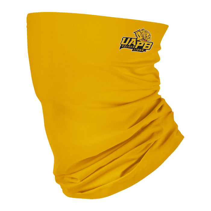 UAPB University of Arkansas Pine Bluff Goden Lions Vive La Fete Gold Collegiate Logo Soft Four Way Stretch Neck Gaiter - Vive La Fête - Online Apparel Store