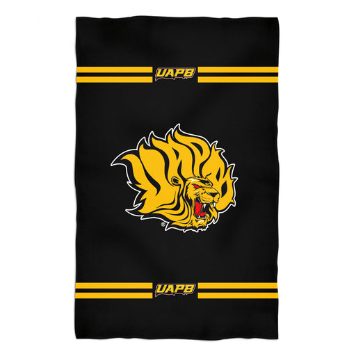 UAPB  Goden Lions Vive La Fete Game Day Absorvent Premium Black Beach Bath Towel 51 x 32" Logo and Stripes" - Vive La Fête - Online Apparel Store