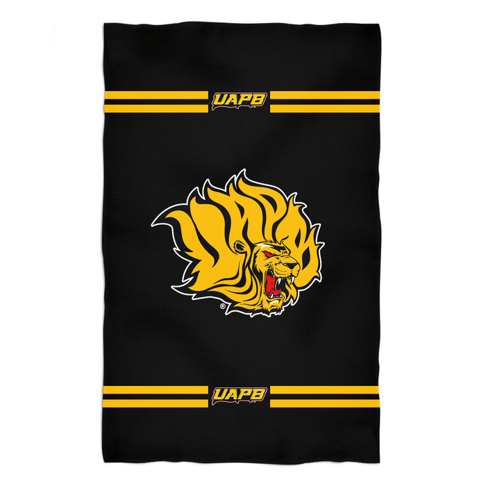 UAPB  Goden Lions Vive La Fete Game Day Absorvent Premium Black Beach Bath Towel 51 x 32" Logo and Stripes" - Vive La Fête - Online Apparel Store