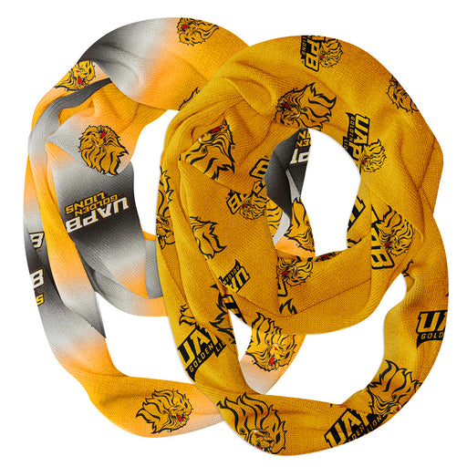 UAPB Golden Lions Vive La Fete All Over Logo Game Day Collegiate Women Set of 2 Light Weight Ultra Soft Infinity Scarfs