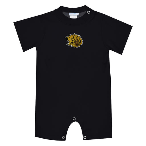 UAPB University of Arkansas Pine Bluff Golden Lions Embroidered Black Knit Short Sleeve Boys Romper