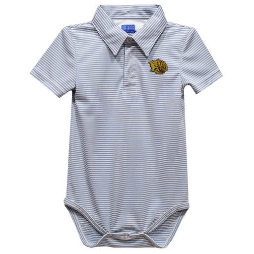 UAPB University of Arkansas Pine Bluff Golden Lions Embroidered Gray Stripe Knit Polo Onesie