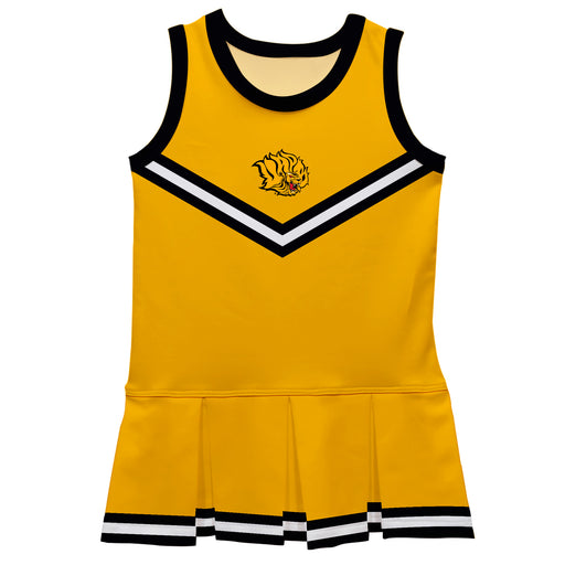 UAPB University of Arkansas Pine Bluff Golden Lions Vive La Fete Game Day Gold Sleeveless Cheerleader Dress