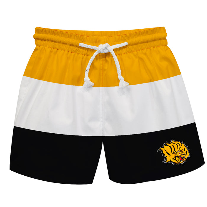 UAPB Golden Lions Vive La Fete Gold White Black Stripes Swimtrunks V1