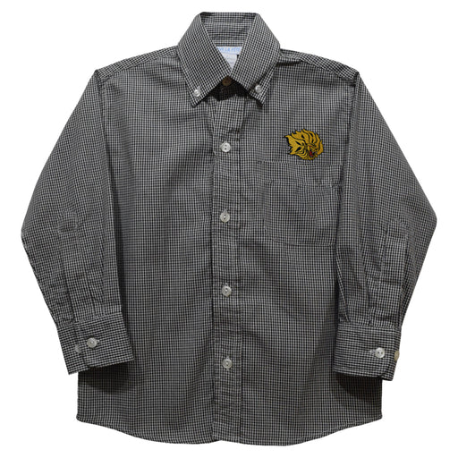 UAPB University of Arkansas Pine Bluff Golden Lions Embroidered Black Gingham Long Sleeve Button Down