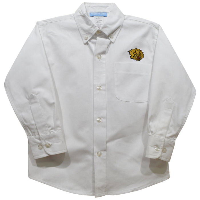 UAPB University of Arkansas Pine Bluff Golden Lions Embroidered White Long Sleeve Button Down Shirt