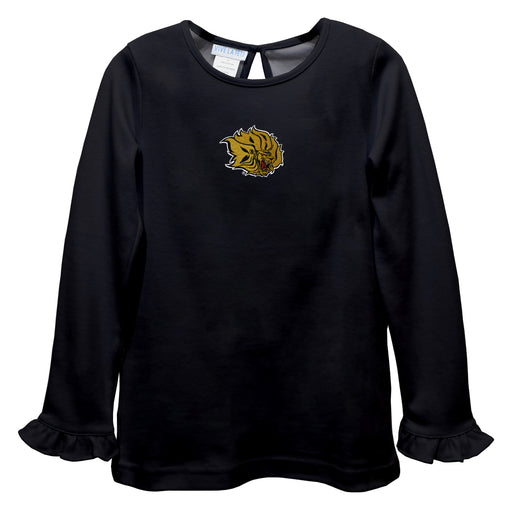 UAPB University of Arkansas Pine Bluff Golden Lions Embroidered Black Knit Long Sleeve Girls Blouse